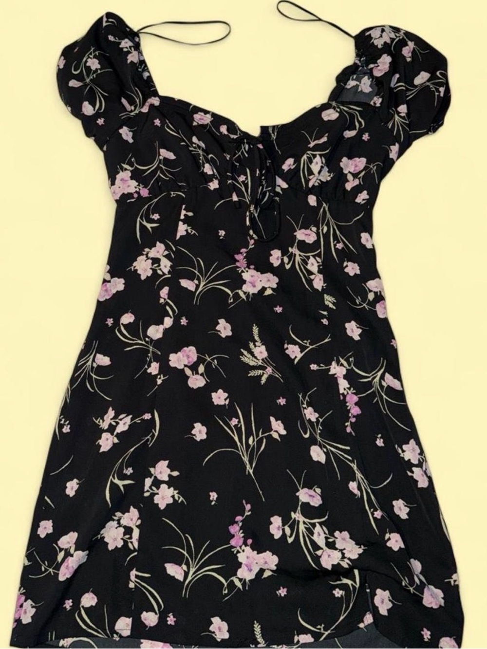 bp Black Floral Tie-Front Puff Sleeve Cami